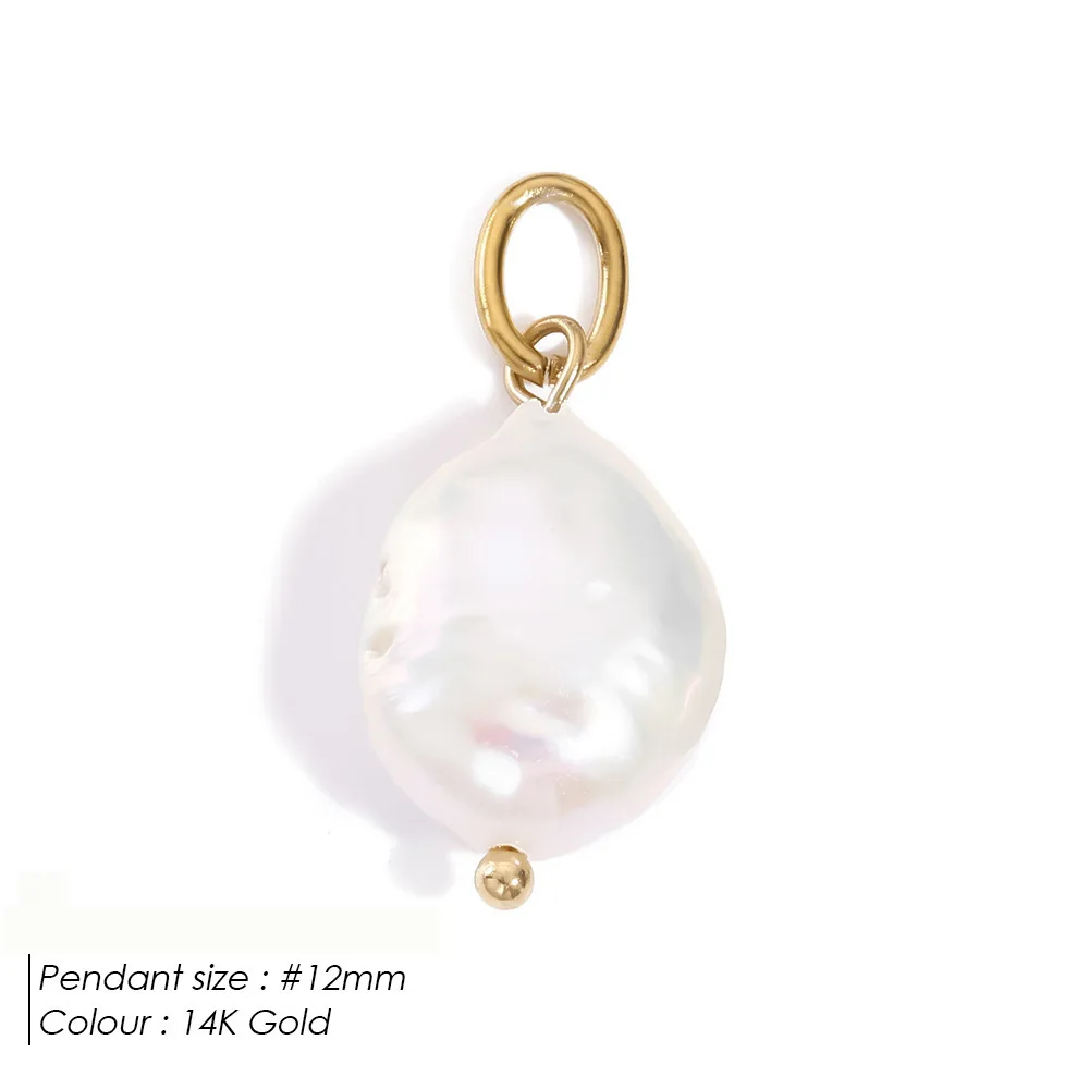 Natürlicher Süßwasserperlen-Anhänger 14K Vergoldeter Edelstahl Barocke Perlen-Charms für DIY Halsketten-Schmuckherstellung Zubehör – Detail 7