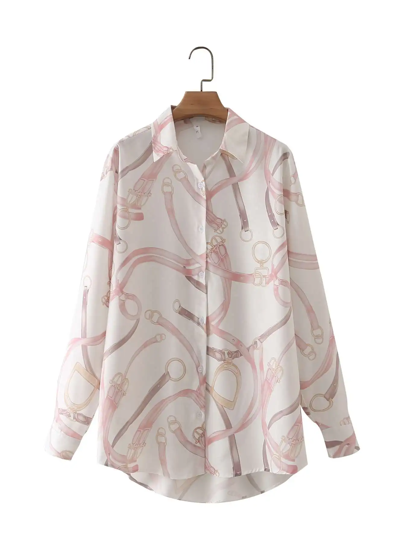 

Summer Women's Pink Chain irt Long Sve Street Sle New Arrival Polyester Fiber 00% Longsved 238