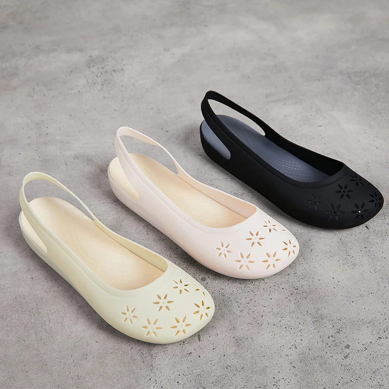 

2026 New Women's Fashionable Rubber Sandals Anti-Slip Beach Shoes Soft Bottom Jelly Shoes Anti-Slip Open-Toe Flat Bottom Brea...