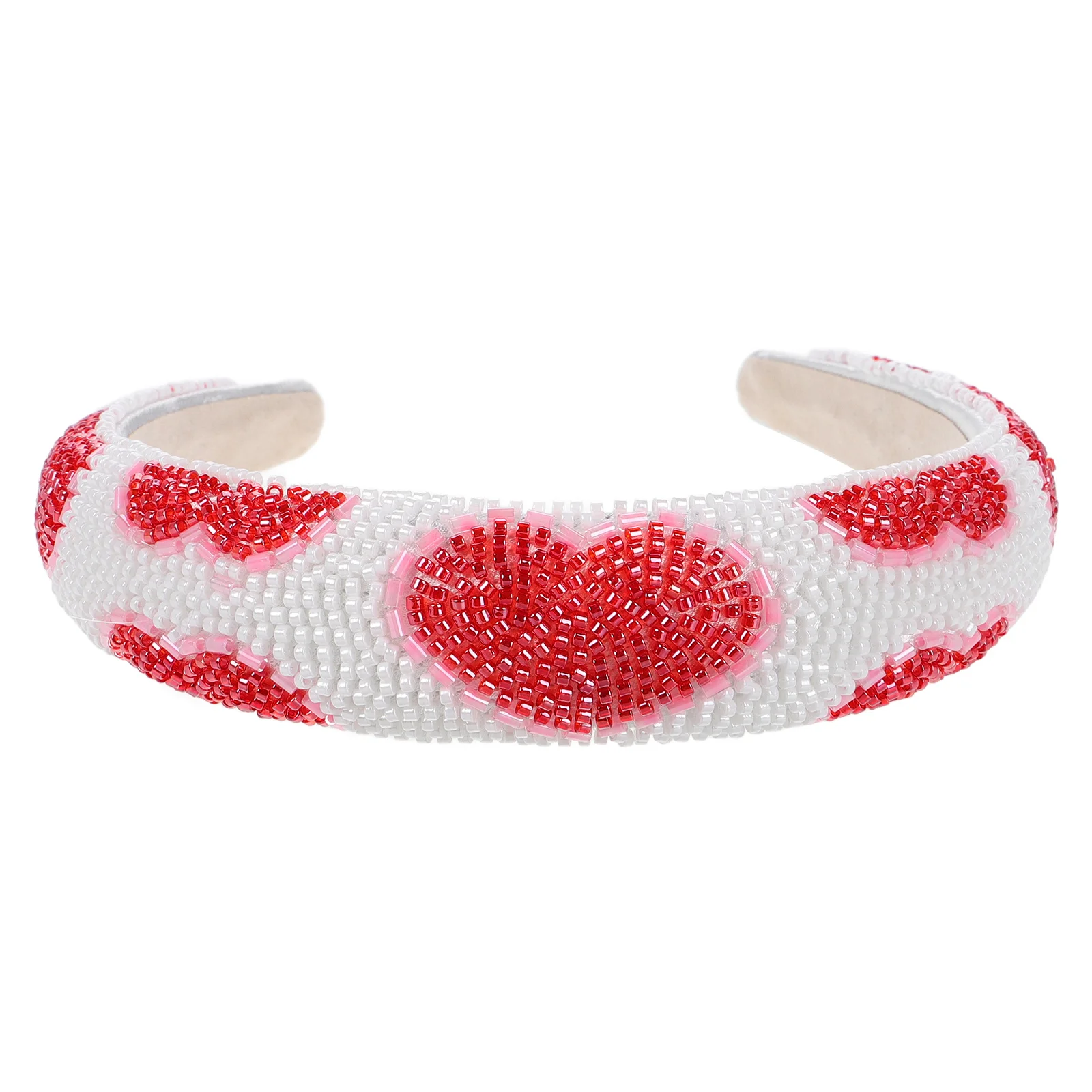 

Beaded Heart Headband Wide High Crown Elegant Hair Hoop Valentines Day Accessories Fashion Hairband Women Girls