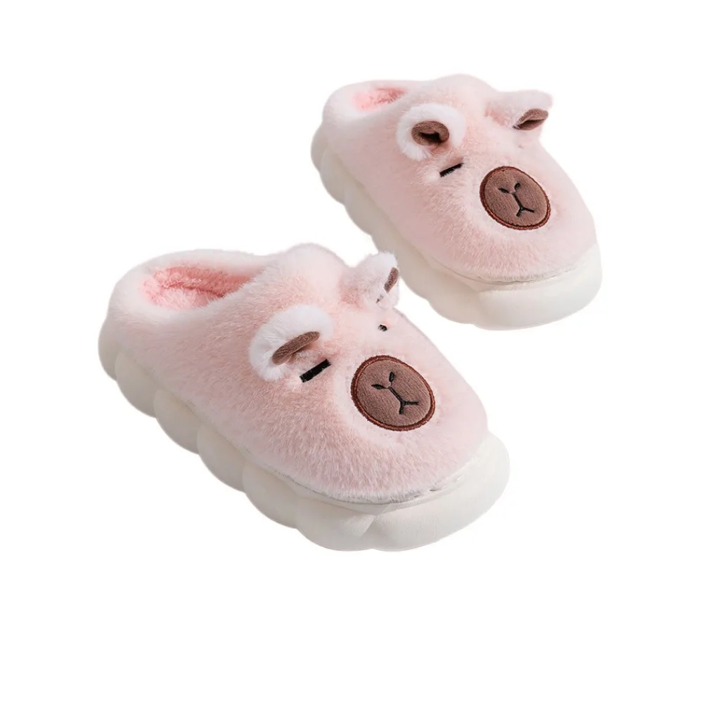 

Winter Capybara Plush Slippers Soft Anti-slip Cartoon Furry Slippers Thicken Warm Thick Soled Warmer Home Cotton Shoes Gifts