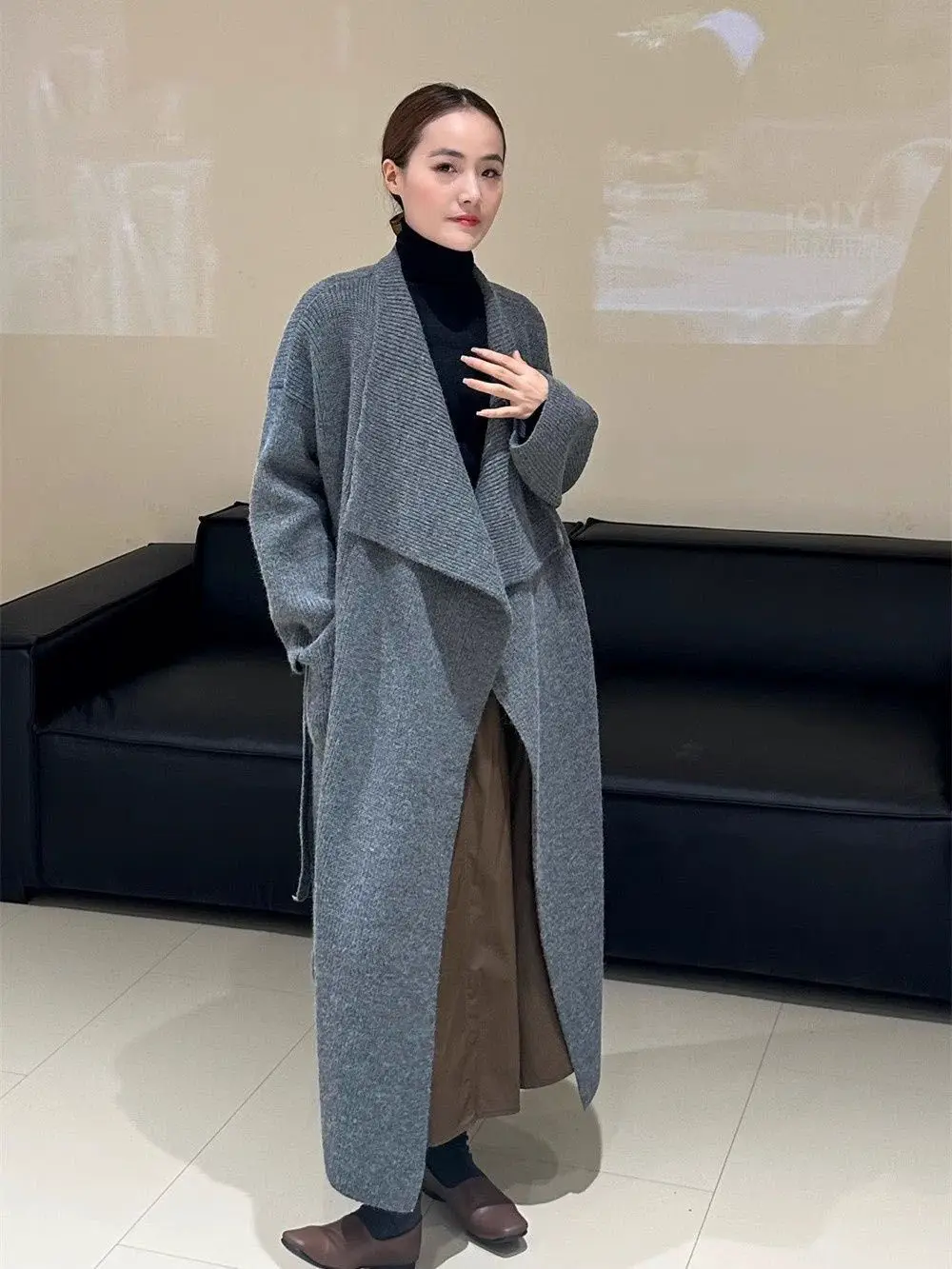 

2025 Autumn/Winter New Women's Knitted Cardigan Loose Tie Knitted Sweater