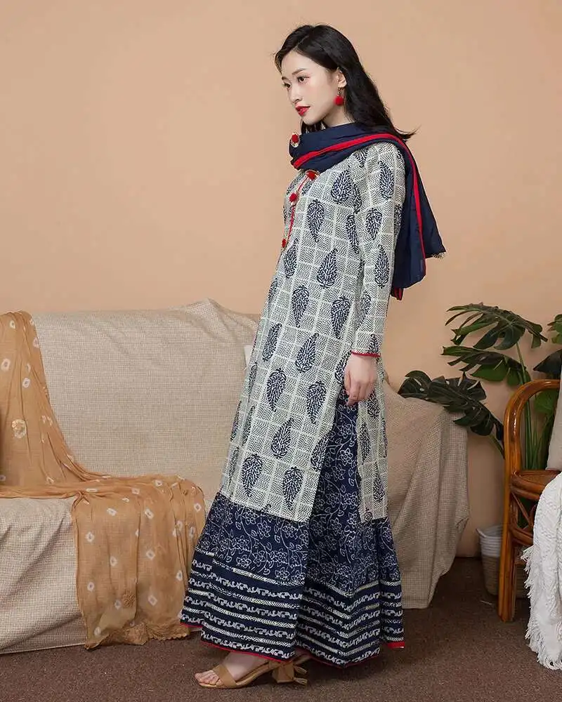 

Indian Women's Ethnic Style Pure Cotton Printed Spring/summer New Product