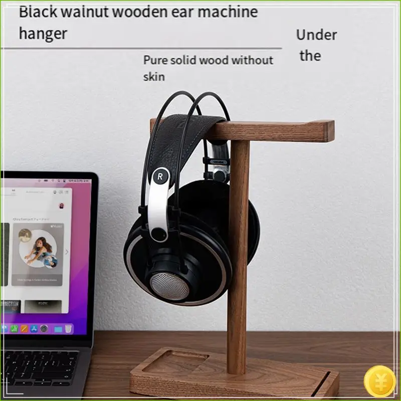 T-Shape Wooden Headset Stand - Desk Headphone Holder, Display Shelf, Storage Organizer For Home And Office