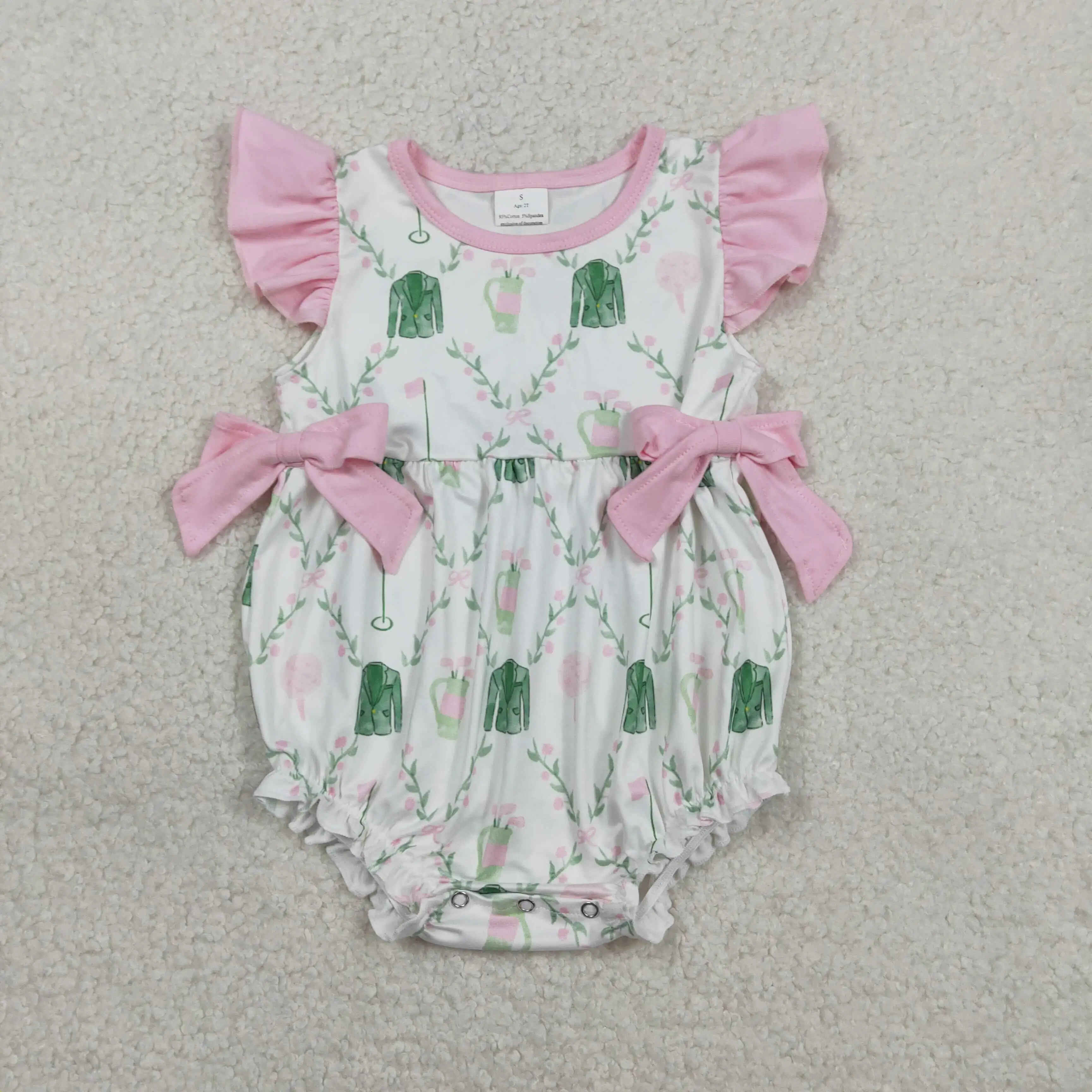 

NEW RTS Baby Girls Flutter Sleeve Flowers Golf Checked Ruffle Rompers