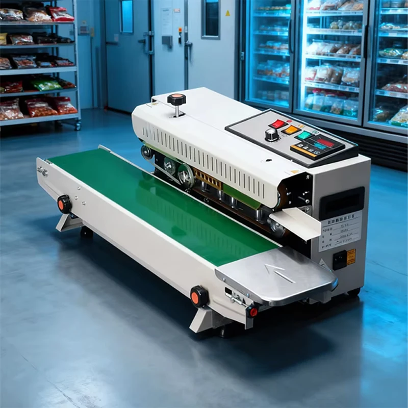 

220V Commercial Automatic Continuous Sealing Machine For Plastic Film Snack Foil Bag High Efficiency Digital Control Date Print