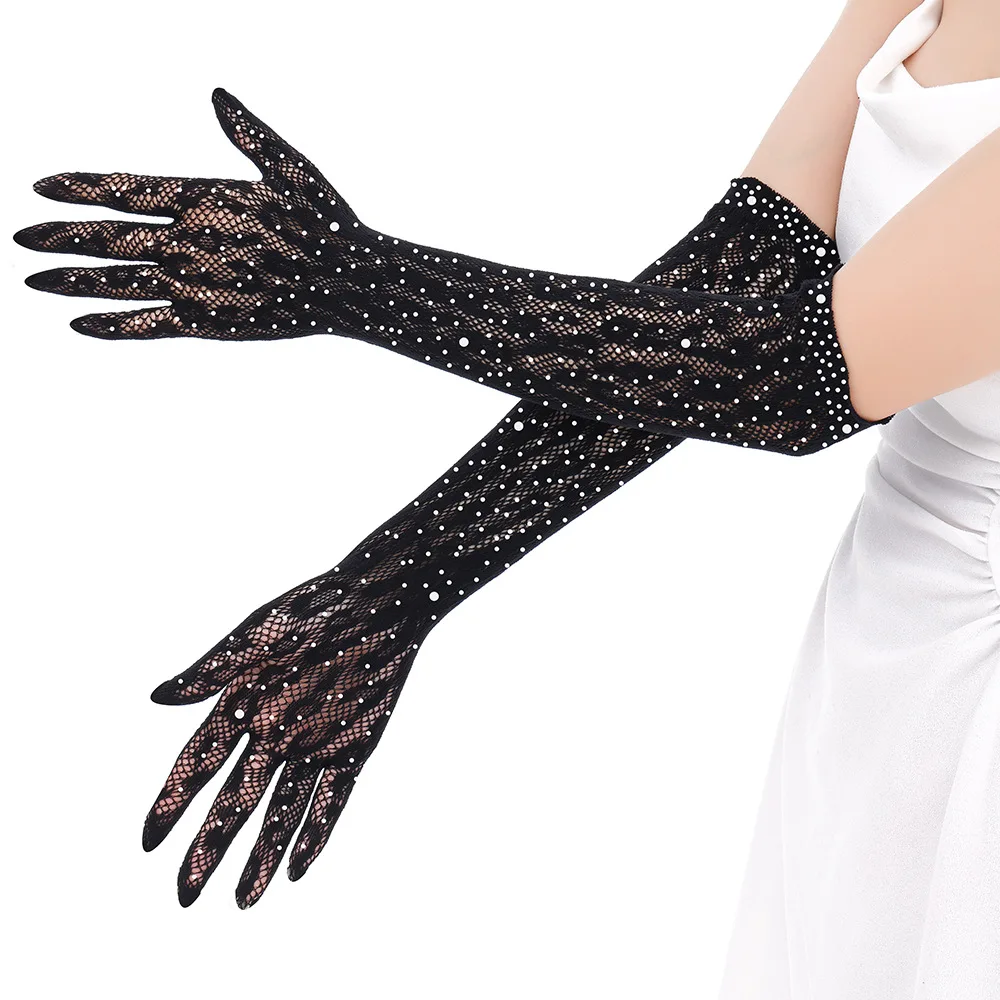 diamond-underwear-accessories-long-gloves-lace-mesh-five-fingers-thin-leopard-print-gloves