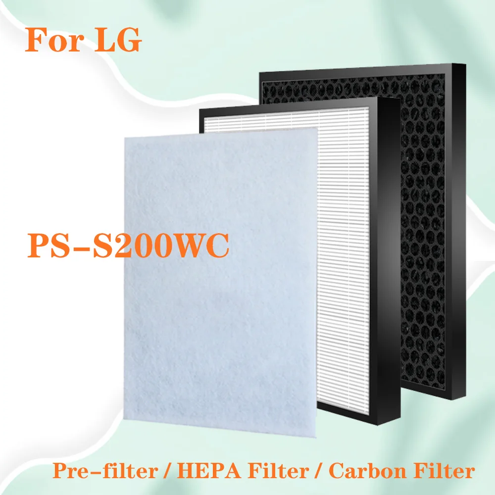 For LG PS-S200WC Air Purifier filter Replacement HEPA Filter and Activated Carbon Filter