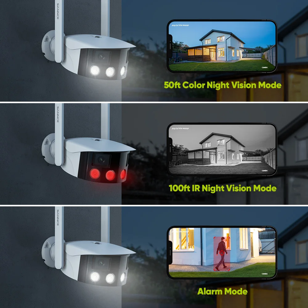 SANNCE 방수 IP 카메라, HD 와이파이 무선 감시 불릿 카메라, 야외 IR 컷, 야간 투시경, 홈 보안 카메라, 4MP