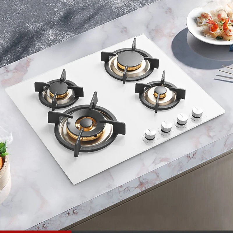 Four-eye gas stove White household five-eye multi-head Four-hole 4 natural embedded desktop