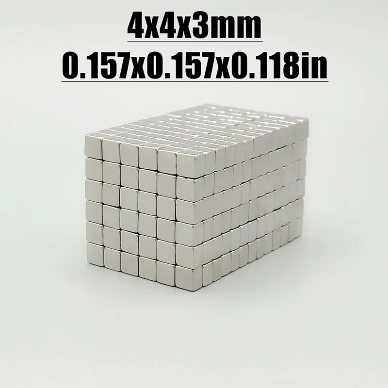 20-2000pcs 4x4x3mm Magnet Neodymium Magnet N35 NdfeB Permanent Magnetic Imanes Magnets Square Shape 4*4*3 Magnet Accessory