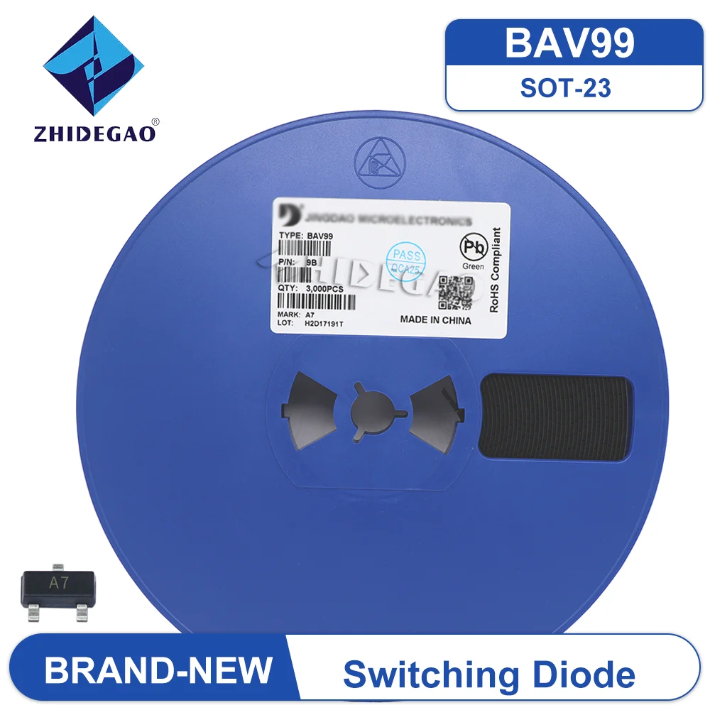 1 Full Reel BAV99 Dual Series SMD Switching Diode 70V 200mA SOT-23 Marking: A7 BRAND NEW 3000PCS