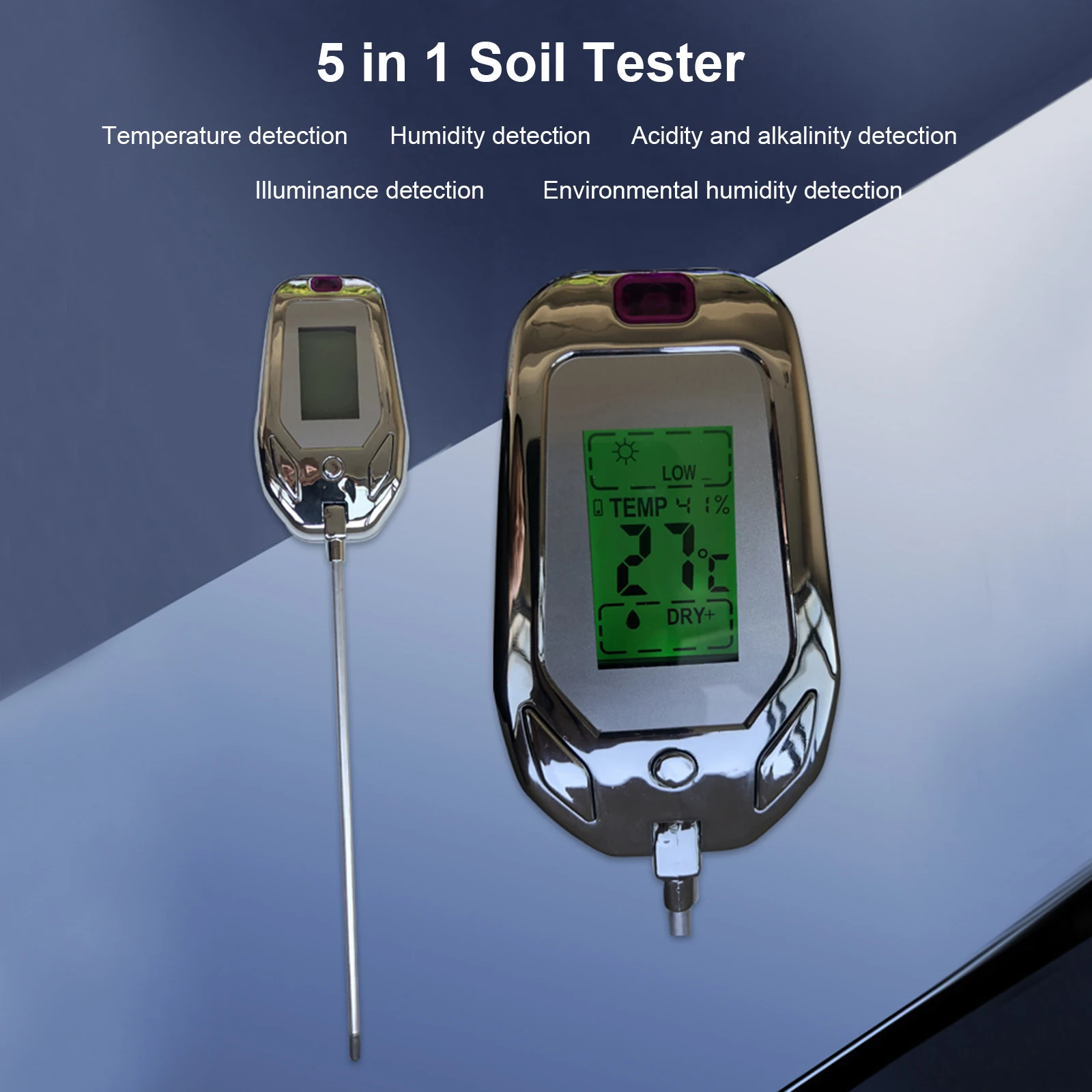 5 in 1 Soil Tester PH Levels Temperature Sunlight Intensity Humidity Plant Soil Meter Plant Soil Tester for Garden Planting