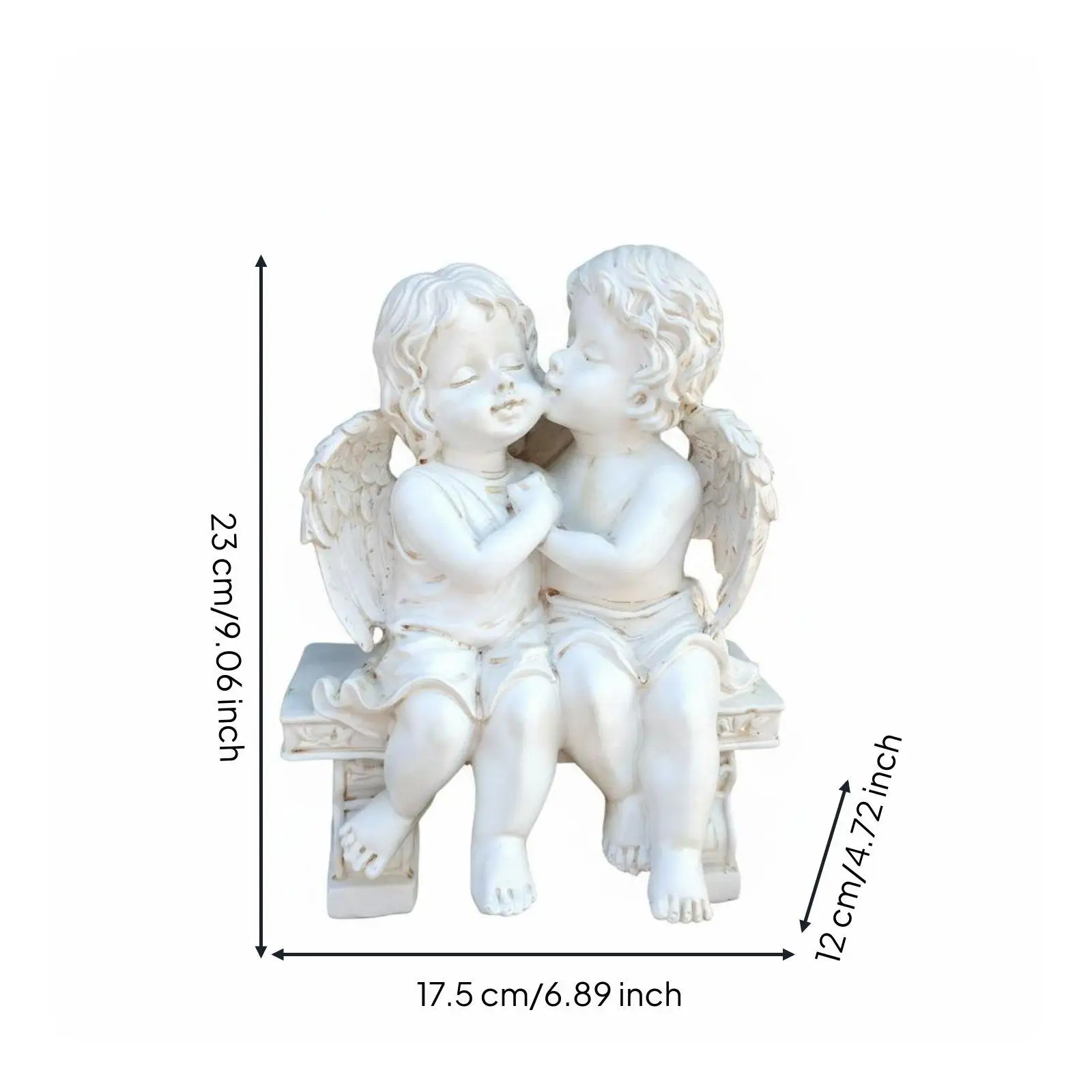 Kissing Angels Figurine Resin Craft Sculpture for Living Room Shelf Decor Cozy Home Decorative Ornament Couples Gift