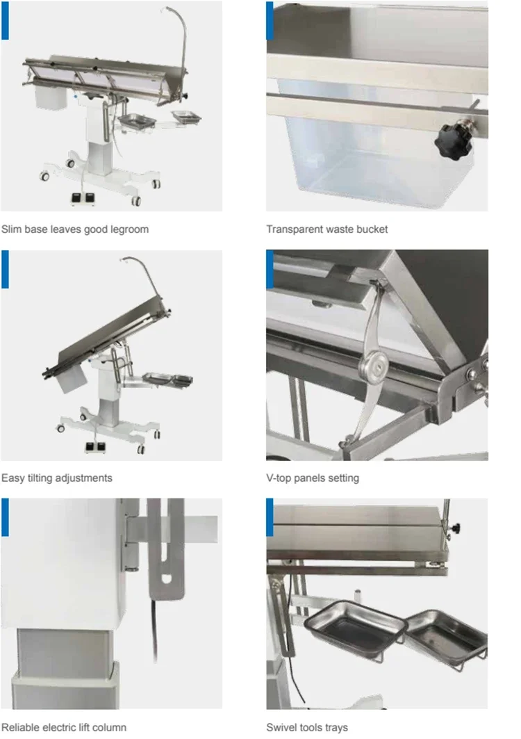 a forYSFT-887 Clinic Vet Operating Table Animal V-top Surgery Bed Veterinary Electric Operation Table Veterinary with Wheels