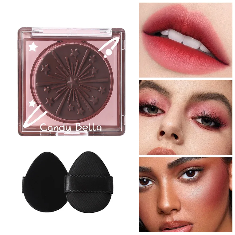 Blush Palette Polvere a bassa saturazione Colore compatto Ombre Matte Colore vibrante Blush per ragazza rosa chiaro Con soffio di cipria