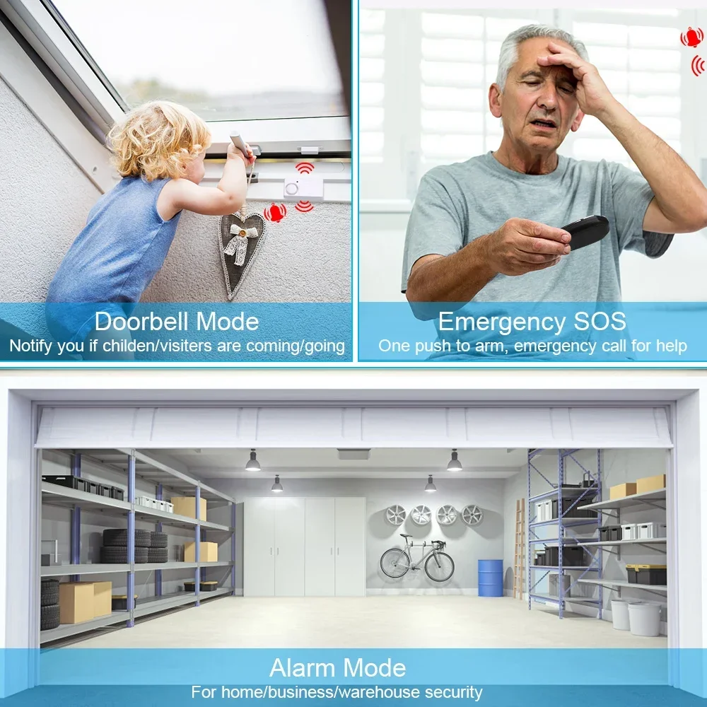 WSDCAM 105dB Window Door Alarm Wireless Anti-Theft Remote Control Door and Window Open Closed Security Alarms Sensor Burglar