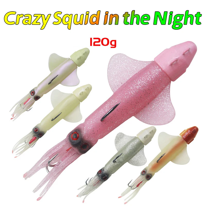 

Sea Fishing Lua Soft Bait Big Squid Luminous 210mm/120g Iron Plate Lead Head Octopus Fake Bait Tuna Special Kill