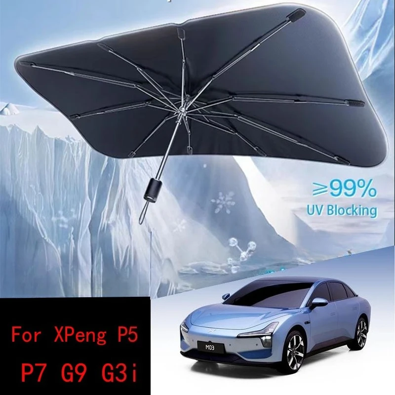 

For XPeng P5 P7 G9 G3i Car Sunshade Windshield Umbrella Smart 4 Xiaopeng Car Front SunShade Parasol Foldable Accessories