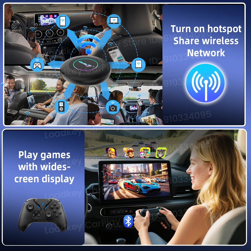 256G Carlinkit Ultra2 Android 15 CarPlay Ai Box محول فيديو تلقائي يعمل بنظام أندرويد يدعم Youtube Netflix TF بطاقة SIM WiFi 6