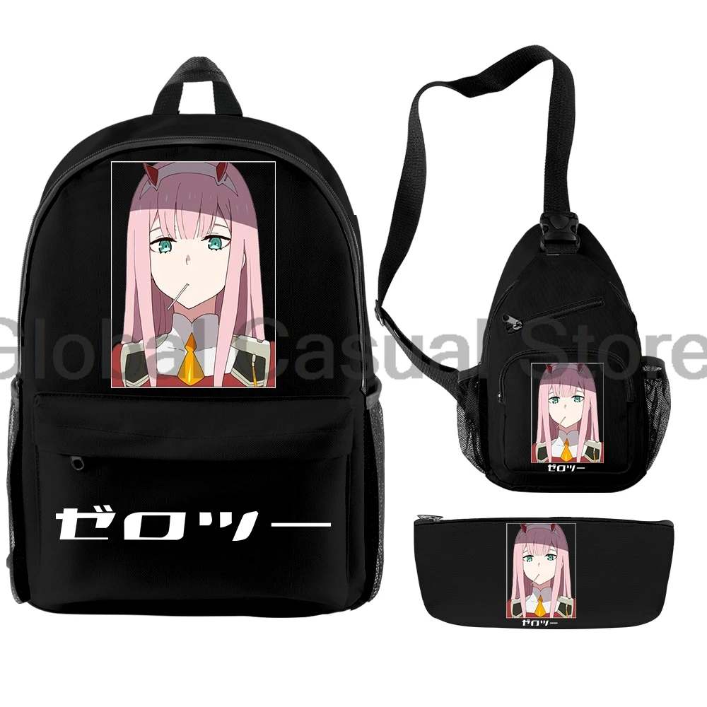 

Darling In The Franxx Zero Two Anime Backpack 3 Piece Set Rucksack Crossbody Bag Women Men Daypack Travel Bag Harajuku Bags