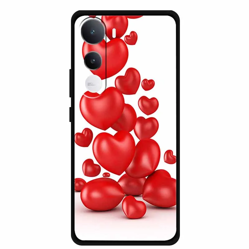 Casing HP Vivo Y400 4G Motif Bunga Lukis Hitam Silikon Lembut Penutup Belakang HP Untuk Vivo Y400 5G 2025 TPU Pelindung Fundas Para