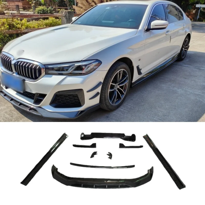 Upgraded AD Style Dry Carbon Fiber Front Lip Side Skirt Diffuser Rear Spoiler Fender Decorative Kit For BMW G30 G38