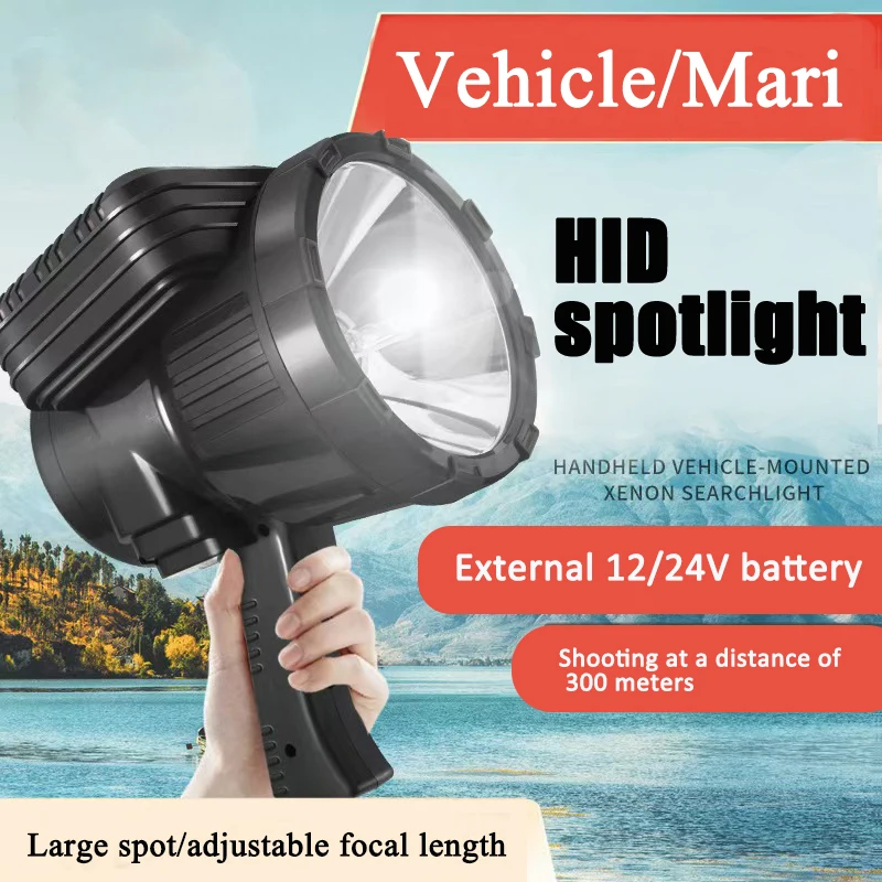 Ship Searchlight 400W High-Power Handheld Xenon 12V Long-Range Strong Hid Car Night Fishing 24V Flashlight