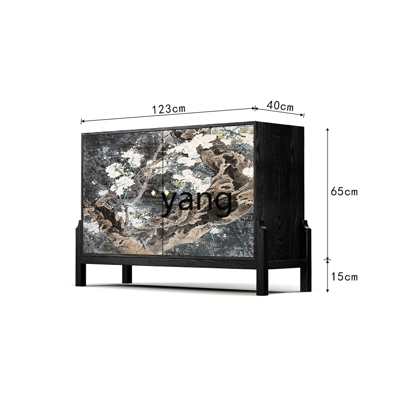 

LH new Chinese retro light luxury bucket cabinet solid wood porch dining side cabinet integrated against the wall