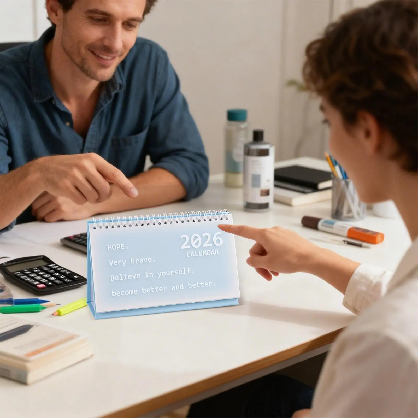 

Календарь для стола 2026, портативный декоративный органайзер в корейском стиле, эстетический настольный календарь-планировщик для учителей, классных офисов