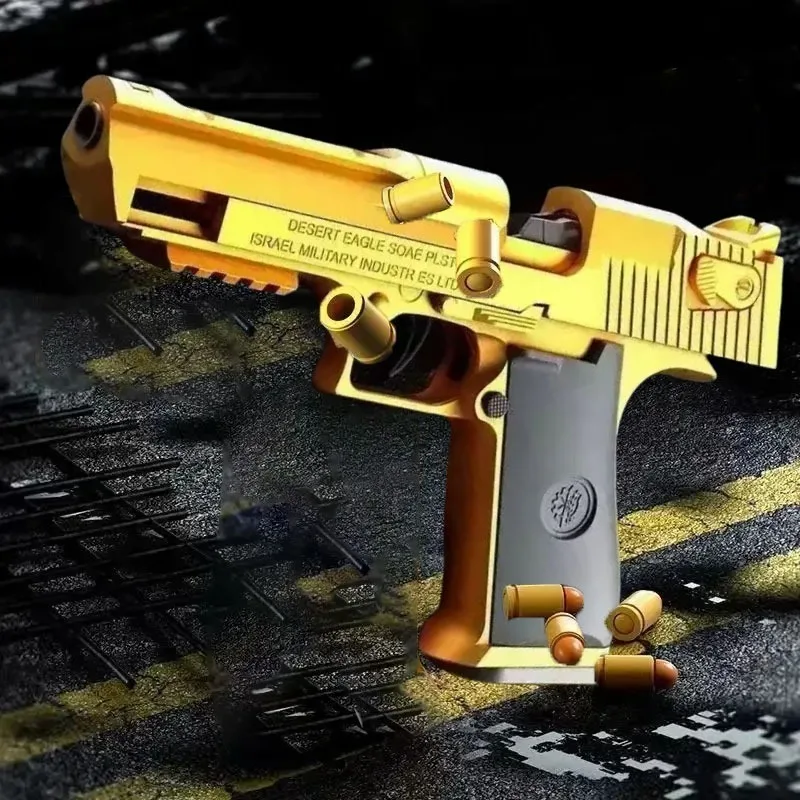 Pistola de Juguete Desert Eagle Mecánica Automática con Expulsión de Cartuchos, Pistola de Airsoft de Disparo Continuo con Balas Suaves para Niños