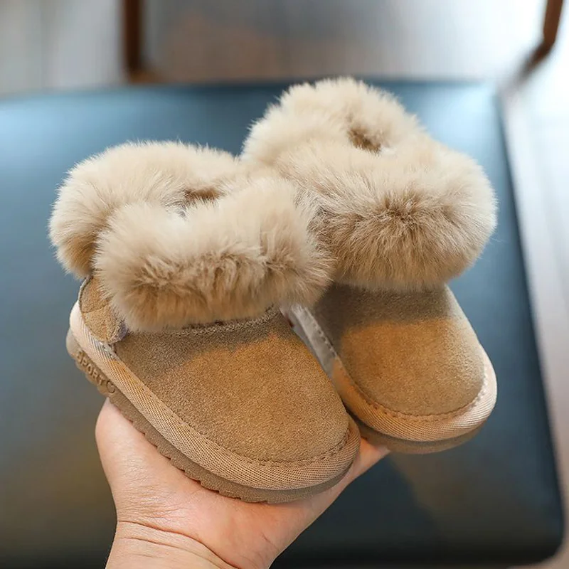 Toddlers Fur Snow Boots Infant Baby Winter Warm Soft Plush Booties Boys Girls Classic Brand Design Slip-on Furry Botas