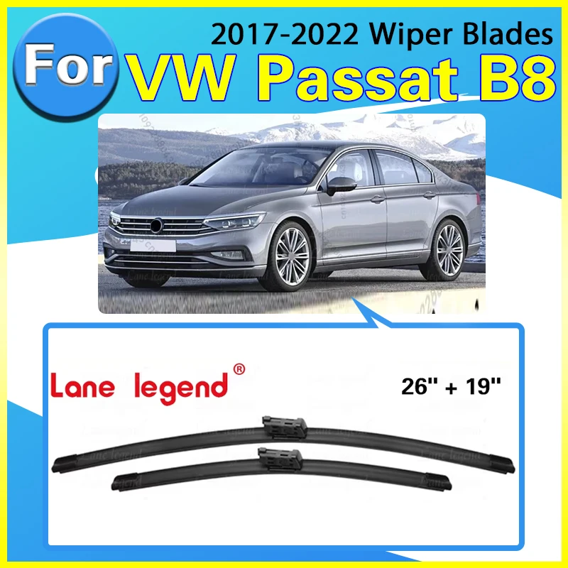 Scheibenwischer-Set für Linkslenker, vorne und hinten, für VW Passat B8 Variant 2017 - 2022, Windschutzscheibe, 26"+19"