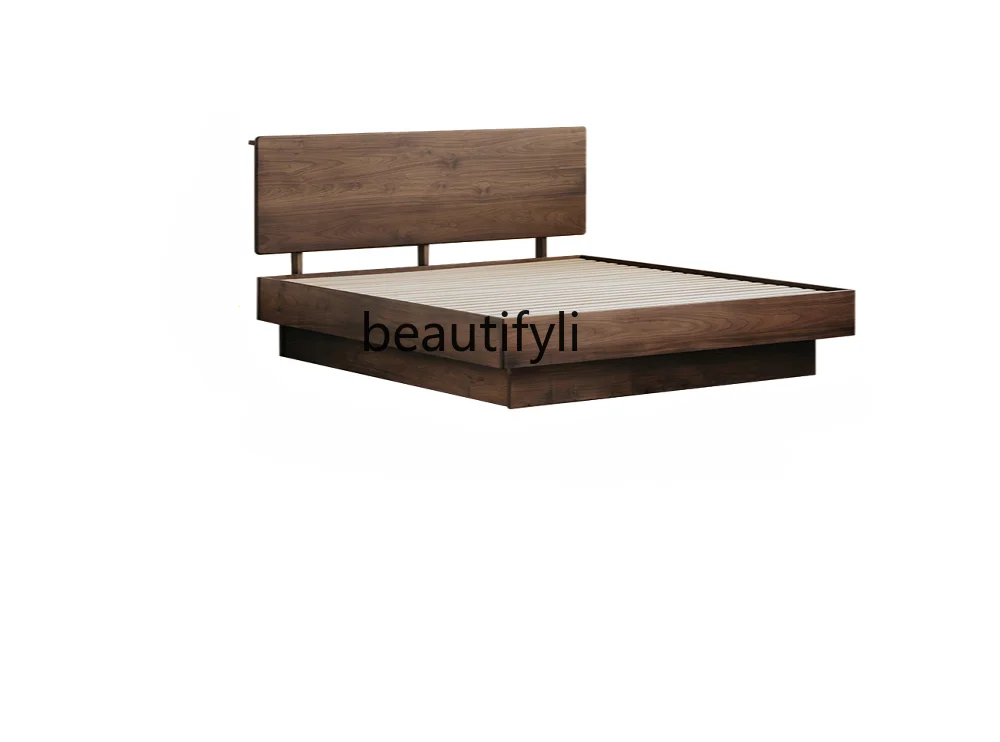 

Black Walnut Solid Wood Box Bed Nordic 1.5 M Master Bedroom Household Storage 1.8 M Double Bed