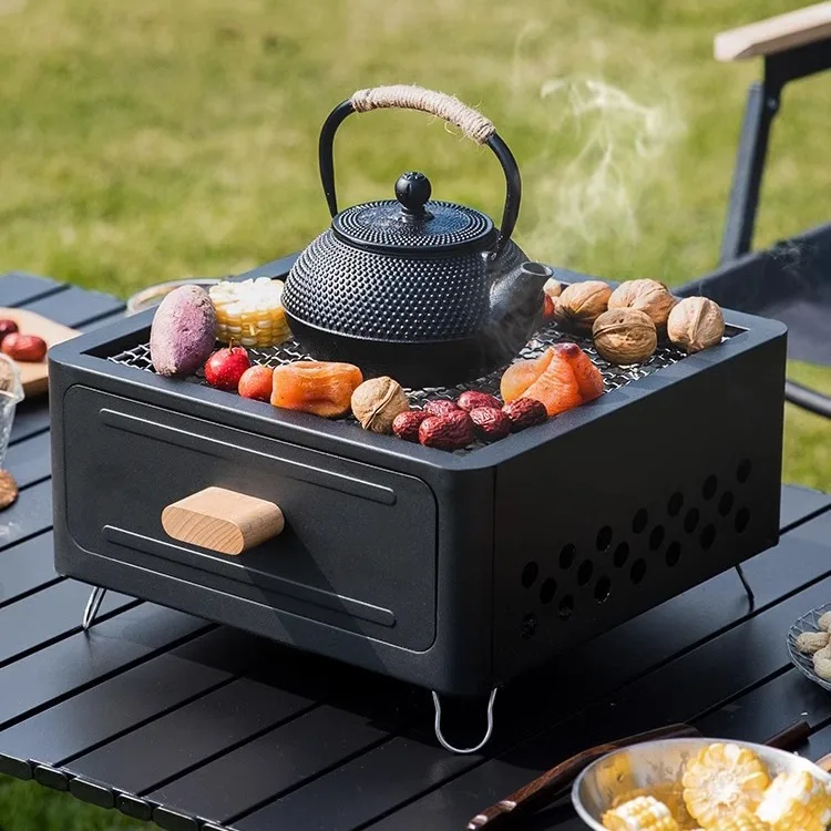 

Square Cam BBQ ill Charcoal Fire Outdoor Courard Tea Cooking Utensils Portable Lightweight Wood Charcoal Powered