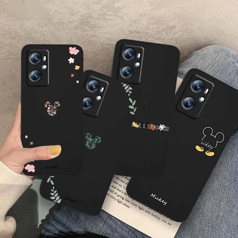 حافظة هاتف ديزني ميكي ماوس لهاتف OPPO رينو 7 A96 A40 A58 5 6 Realme GT A74 A78 Neo2 A74 A78 Find X5 X3 X7 X8 أسود