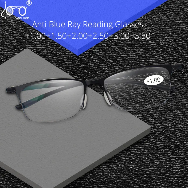 

Men TR90 Reading Glasses Blue Light Blocking Women Stainless Steel Full Frame With Diopter +1.00+1.50+2.00+2.50+3.00+3.50+4.00