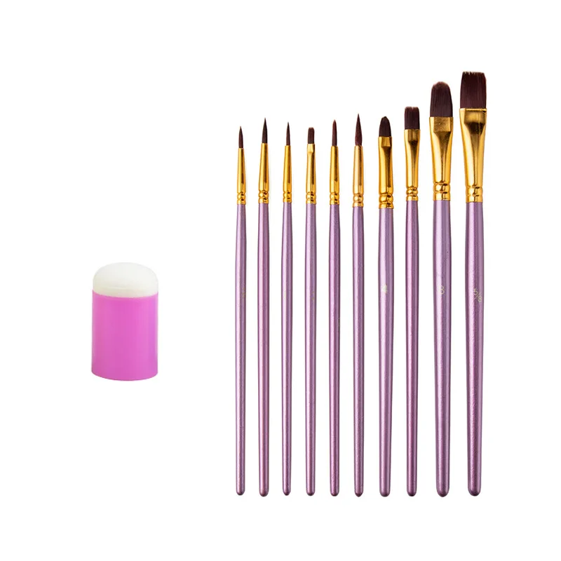 15Pcs Oil Painting Tools Set Palette Knives Art Palette Sponge Stamps Wooden Pointed Flat Round Watercolor Paint Brushes