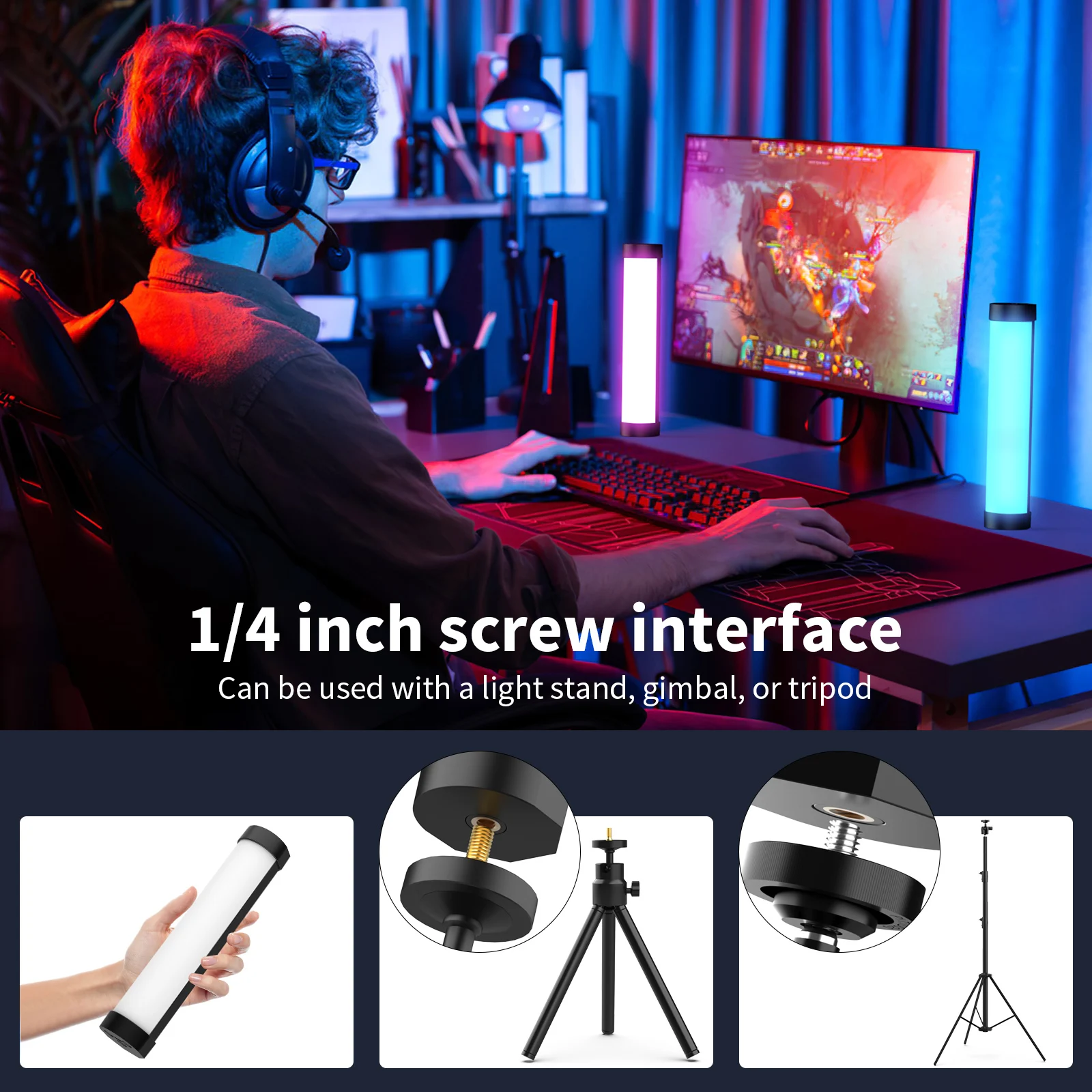 LUXCEO V8 Portable RGB Video Light Gamer Lamp 2000mAh Photo Video Shooting Selfie Lighting Fill-in lights for Vlog/YouTube