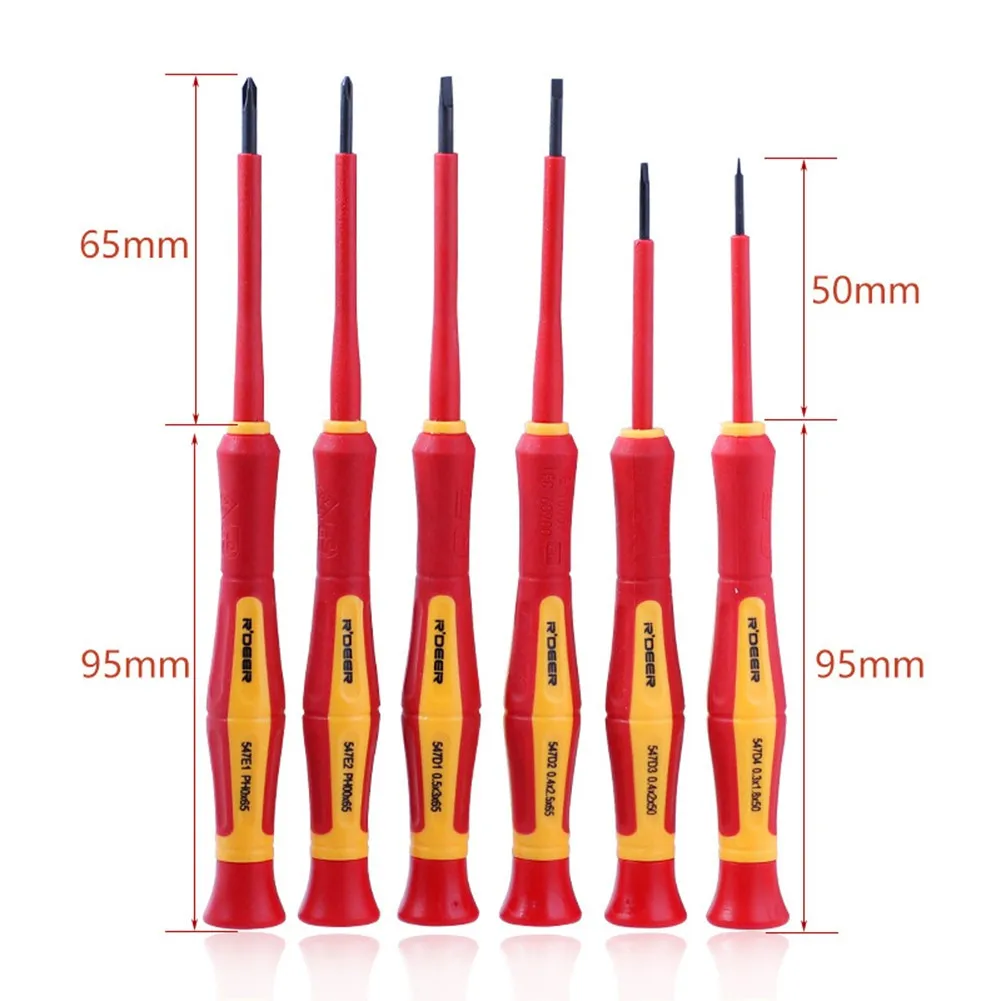 6 In1 Precision Screwdriver Bit 1000V Insulated Phillips Slotted Screw Driver Magnetic Multifunctional Electrician Repair Tool