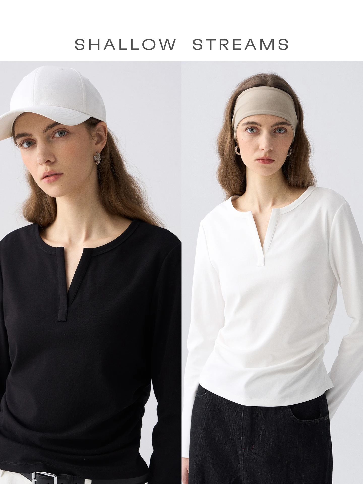 

Ele Long Sve V-Ne T-irt Women's Design Sensation Paper Figure Slimming Top Autumn Wear Casual Sle Polyester Fiber