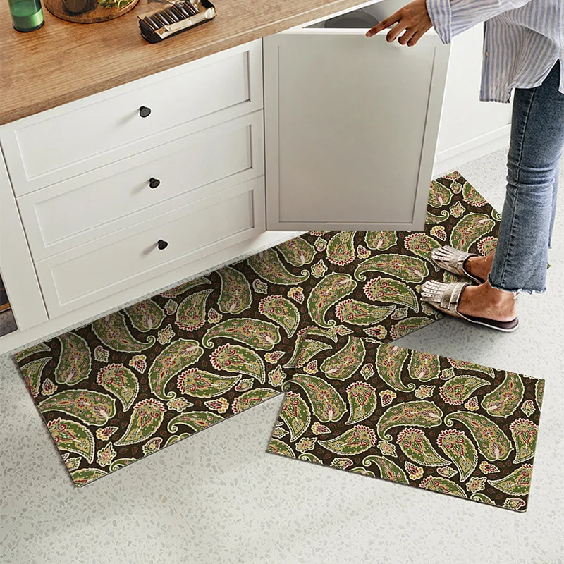 Retro American Kitchen Mats Mandala Kitchen Combination Floor Mats Household Water and Oil Absorbent Foot Mats