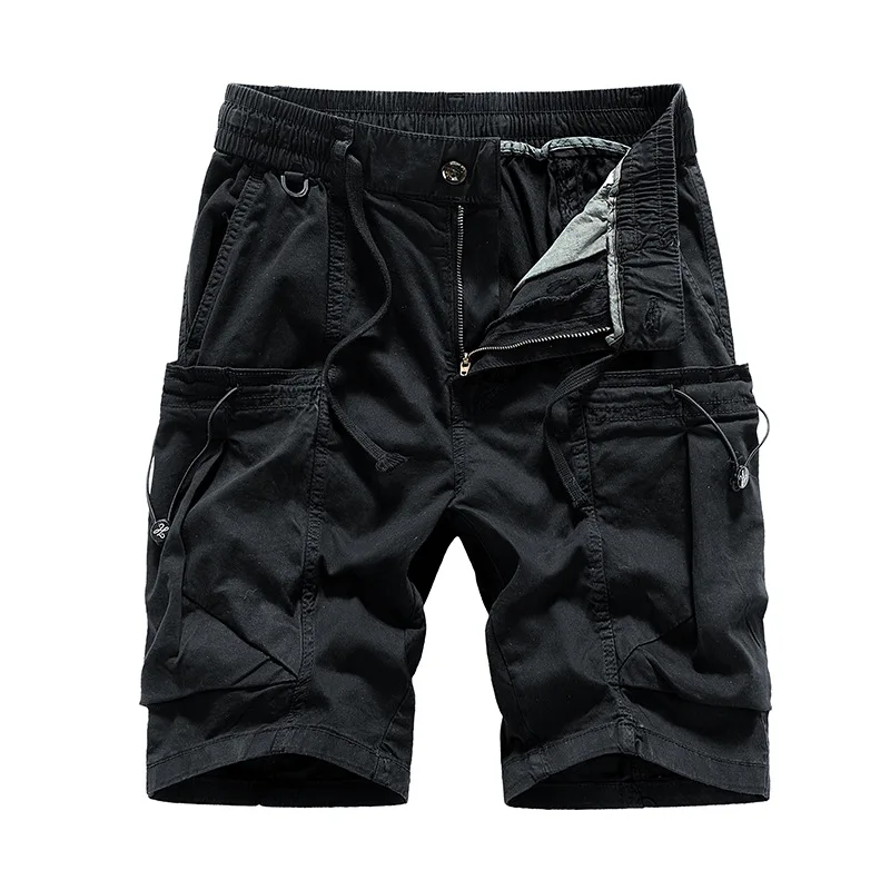 New Fashion Men Summer Vintage Cargo Shorts Jogger Loose Multi Pockets Casual Tooling Shorts Pants Quality Male Cotton Shorts