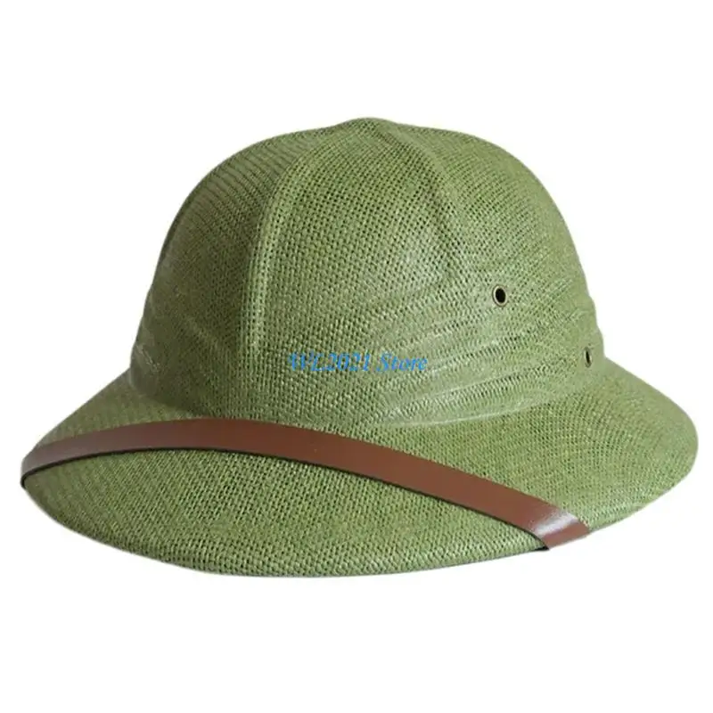 

G5GC Vintage Handcrochet Straw Hat Vacation Bucket Hat for Adult Women Outdoor Activity Panama Hat for Travel and Casual Wear