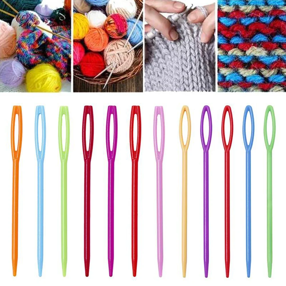 100PCS 5.5cm/7cm/9cm/15cm Plastic Sewing Needles Thread Wool Large Eye Embroidery Tapestry Craft DIY Kids Sewing Tools