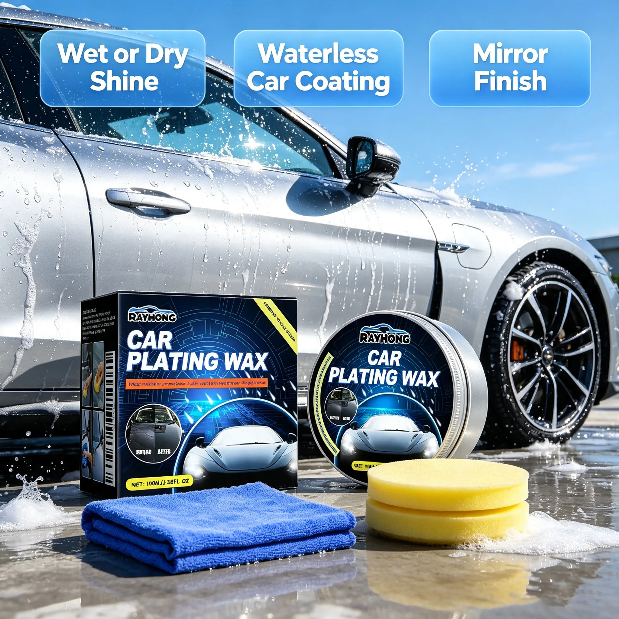 Rayhong Car Crystal Wax Plating Repairs Scratches Restores Luster UV Protection Waterproof Polishing Paste Paint Maintenance Wax
