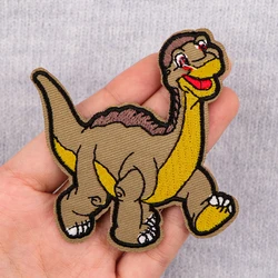 Cartoon Dinosaur Patches On Clothes Cute Iron on Embroidered Patches For Clothing DIY Stripes Applique Accessory