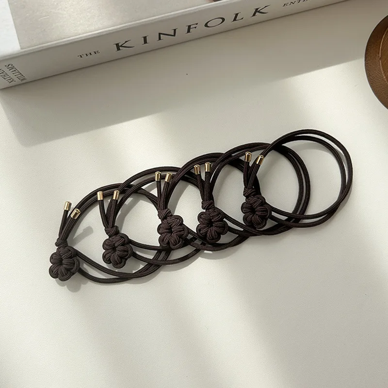 5PC Good Soft Black Brown High Elasticity Hair Ties Rope for Women Girls Ponytail Holder Korean Hair Accessories