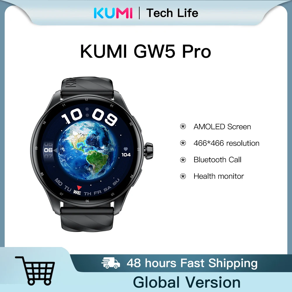 

KUMI GW5 Pro NFC 1.43' AMOLED Waterproof IP68 Bluetooth 5.2 100+ Sport Heart Rate Blood Pressure Oxygen Monitor Smartwatches