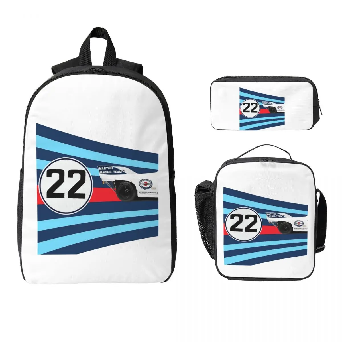 

1971 24 Hours Martini Racing 917 Backpack Student Boy Girls BookBag School Bag Shoulder Bags 3ps Insulated Lunch Bag Pencil Case
